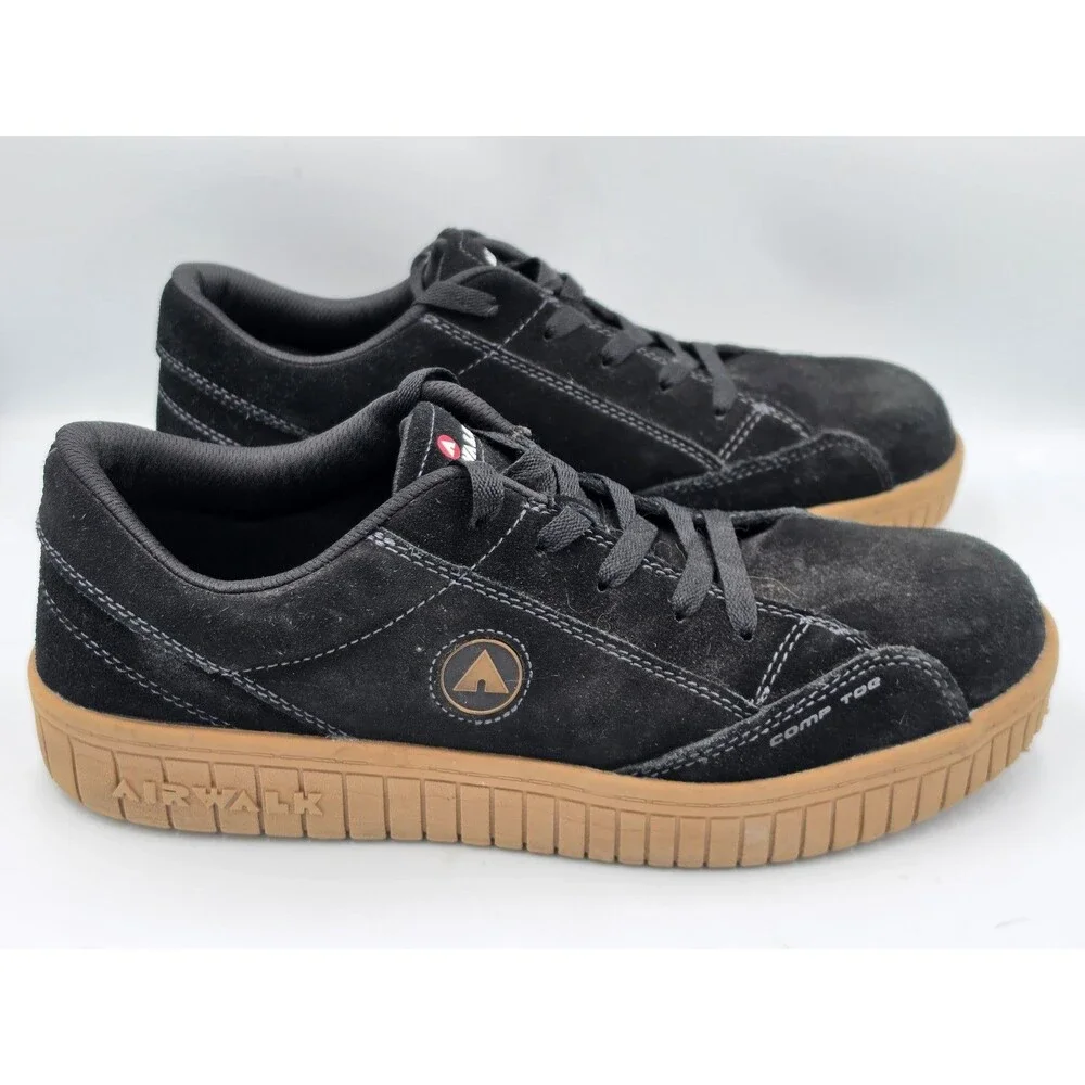 Airwalk Safety Mens Camino Composite Toe Work Shoe Black Gum Aw6102 Size 12 4E